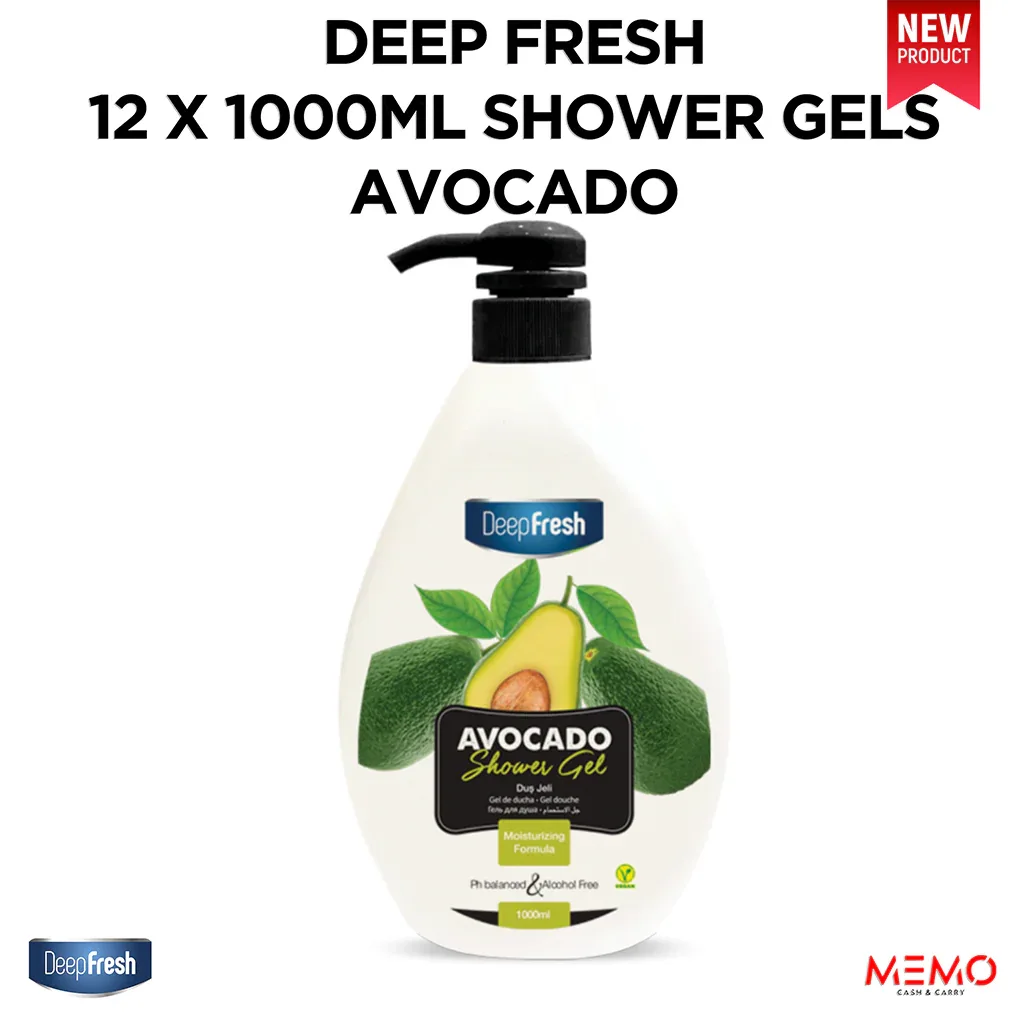 DEEP FRESH 12 X 1000ML AVOCADO SHOWER GELS - Memo Cash and Carry 
