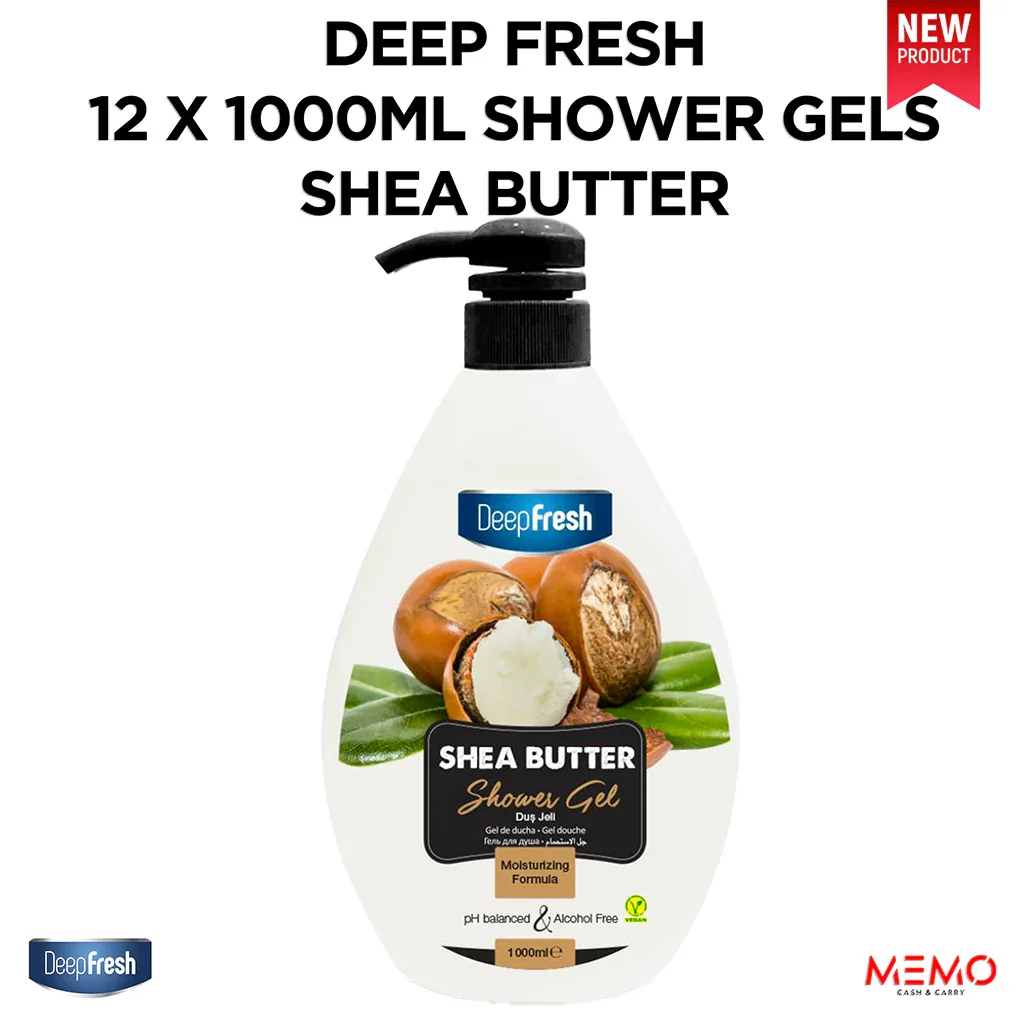 DEEP FRESH 12 X 1000ML SHEA BUTTER SHOWER GELS - Memo Cash and Carry 