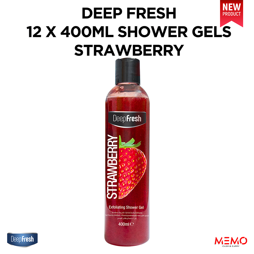 Deep Fresh 12 x 400ml Strawberry Shower Gels – fruity strawberry-scented moisturizing body wash product image
