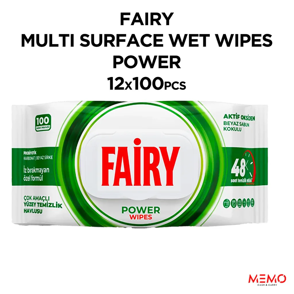 FAIRY MULTI SURFACE WET WIPES POWER 12 x 100pcs - Memo Cash and Carry 