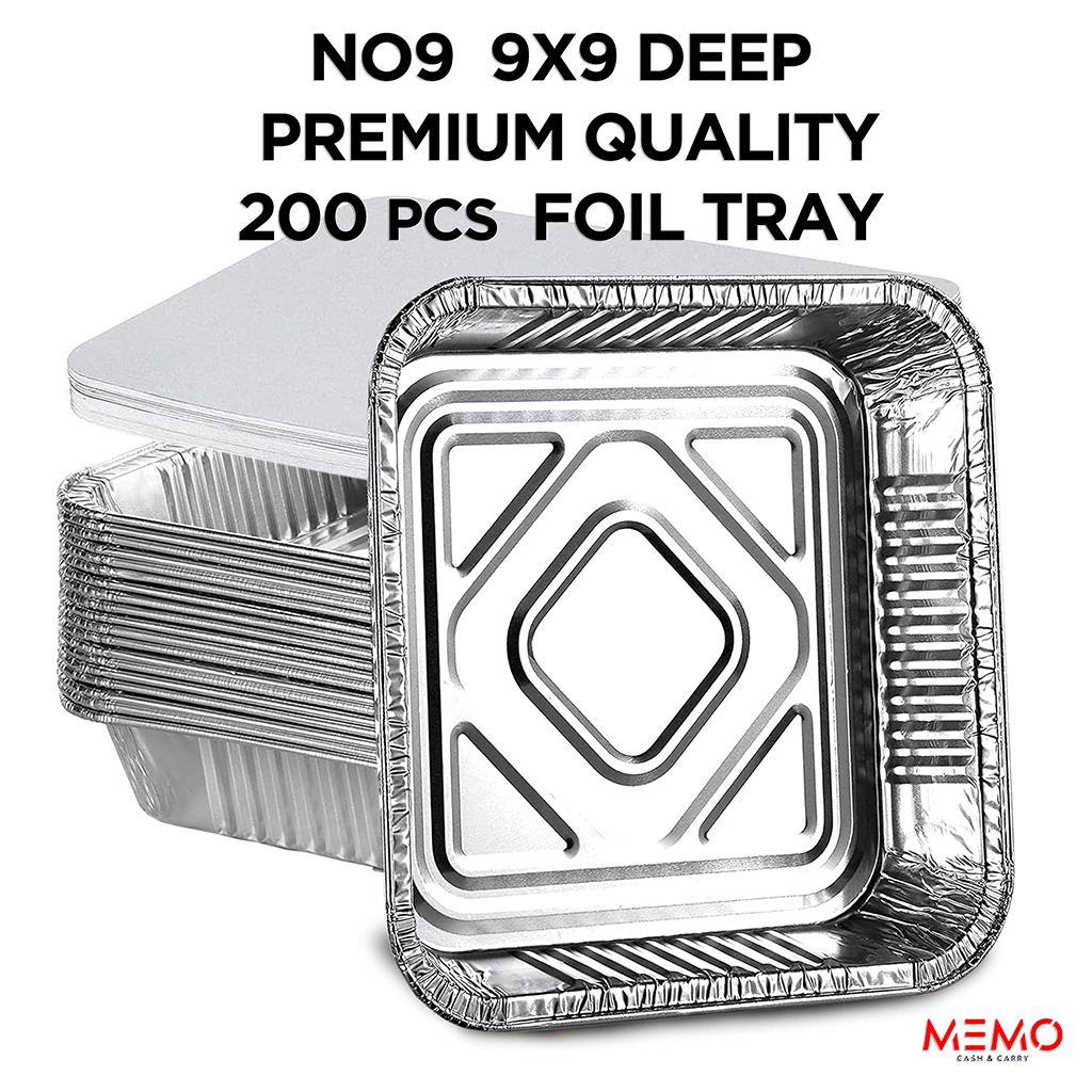 No9 9x9 Deep Premium Quality Foil Tray 200pcs – deep premium aluminum foil food tray product image
