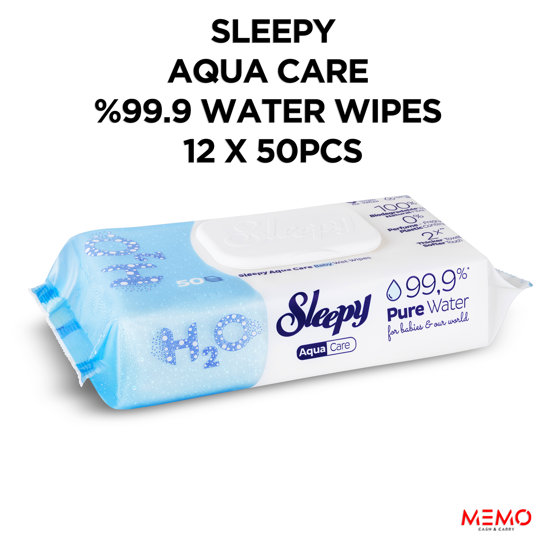 Sleepy Aqua Care Baby Water Wipes 99.9% Water Wipes 12 x 50pcs – gentle fragrance-free baby water wipes product image
