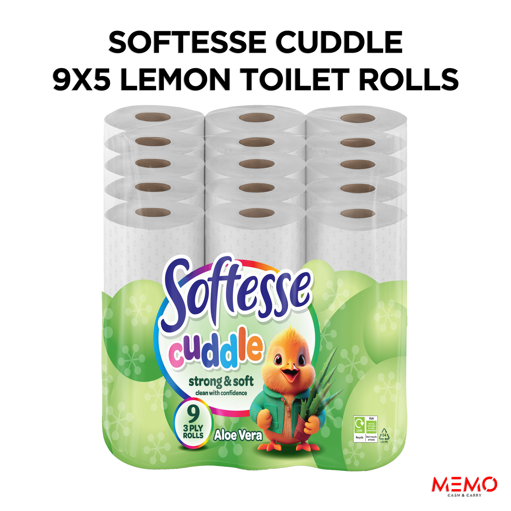 Softesse Cuddle 9x5 Aloe Vera Toilet Rolls 45 Rolls – soft aloe vera–infused toilet tissue product image
