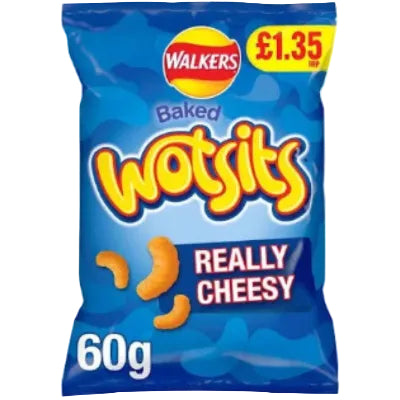 Walkers Wotsits Really Cheesy Snacks (18 Packs x 60g) – product image of light, crunchy corn puffs with a strong cheesy flavour
