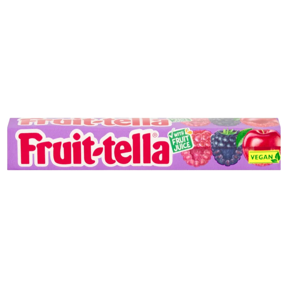 Fruit-tella Berries & Cherries Chewy Sweets — 40 packs x 41g case, UK wholesale for convenience stores, newsagents and vending