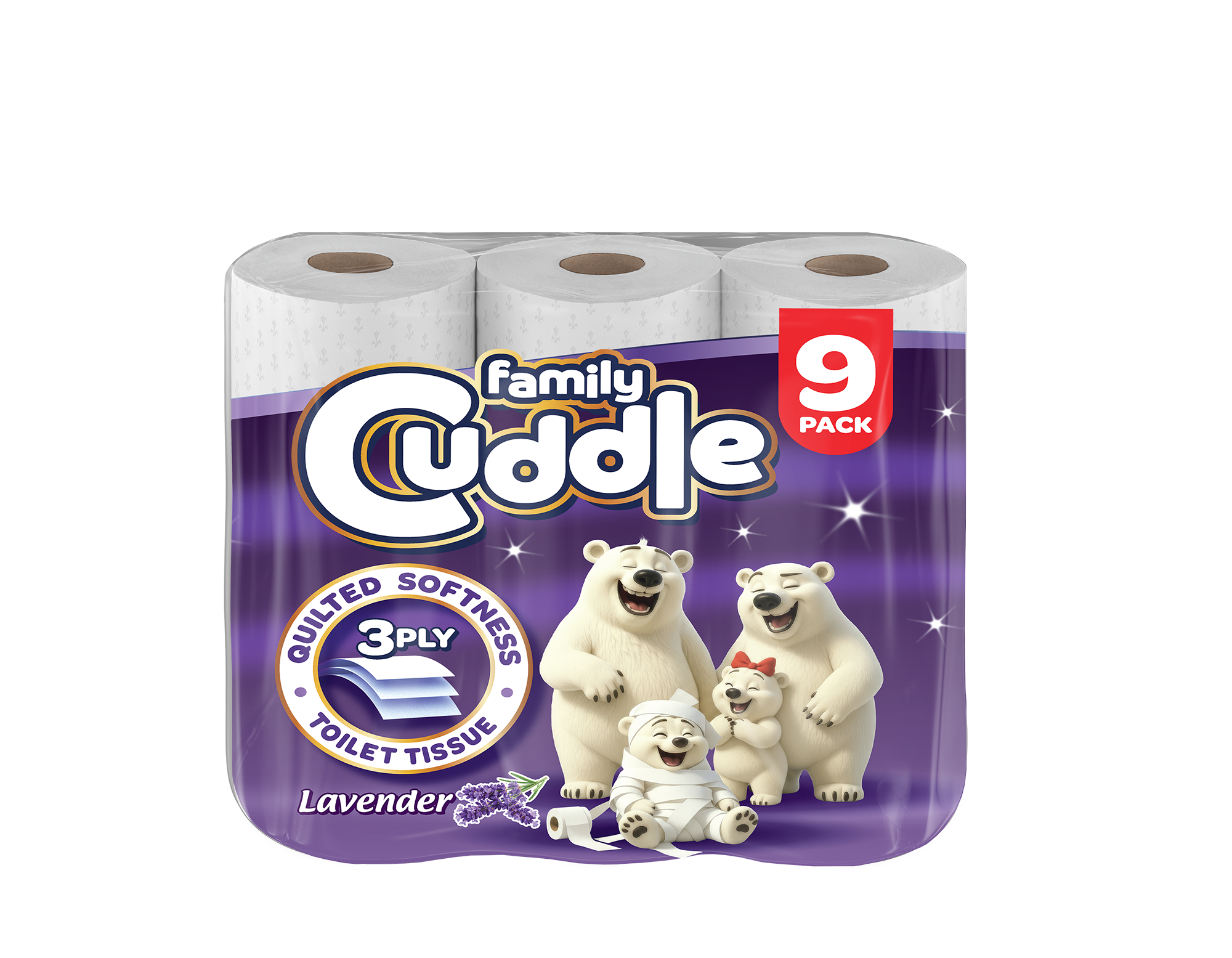 Family Cuddle 3ply 45 Toilet Rolls - Lavender