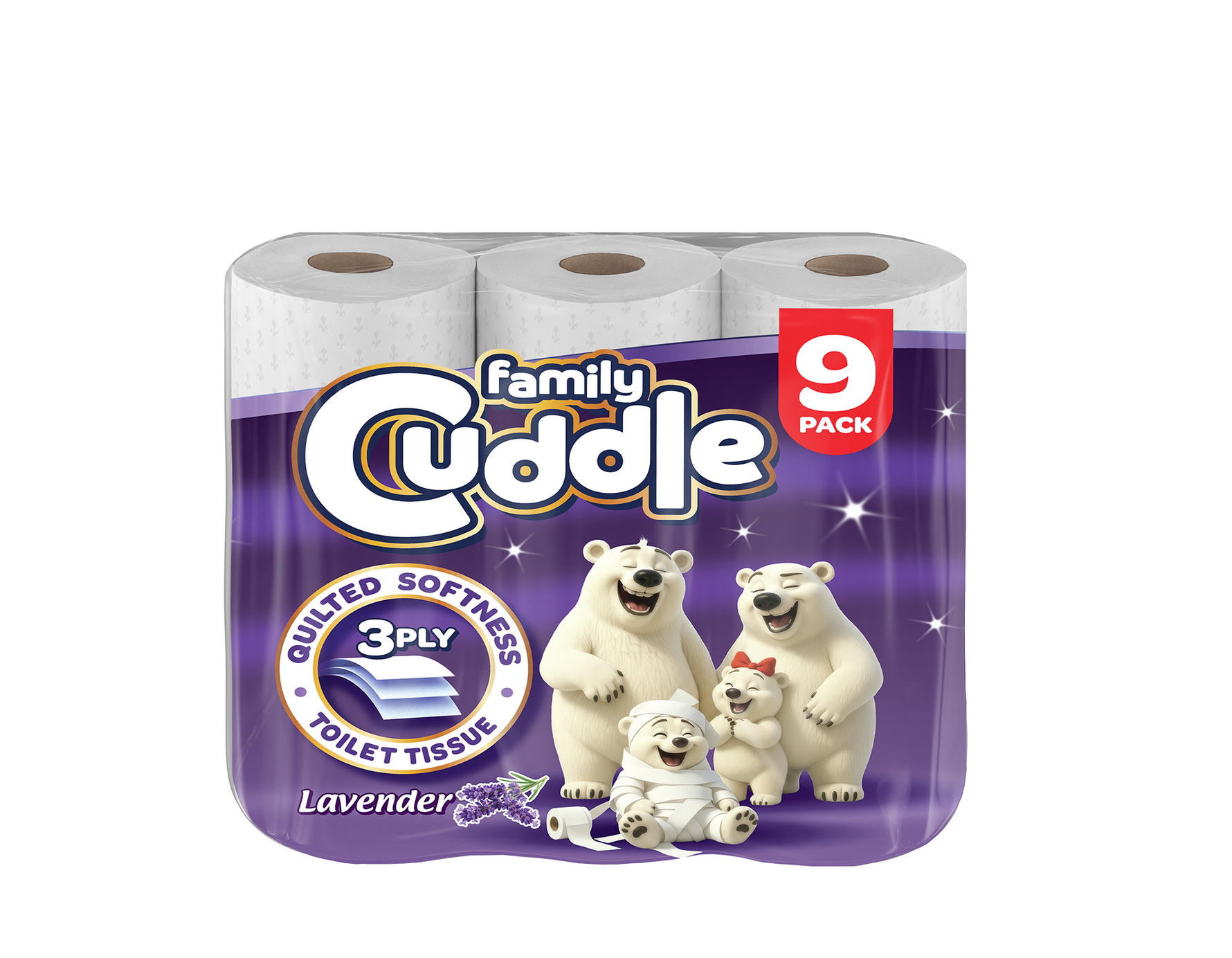 Family Cuddle 3ply 45 Toilet Rolls - Lavender