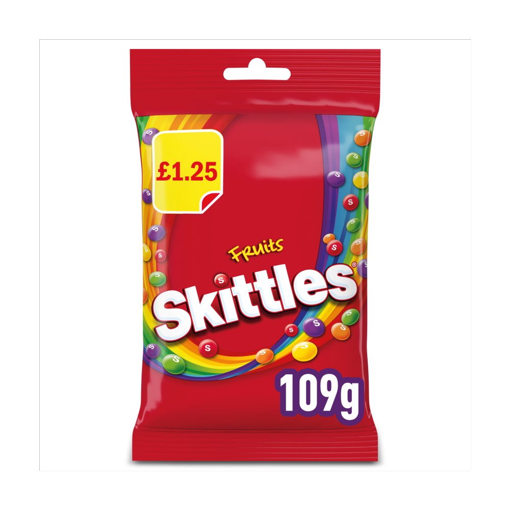 Skittles Chewy Sweets Bag Fruit (14 Packs x 109g) – product image of assorted fruit-flavoured chewy candy pieces
