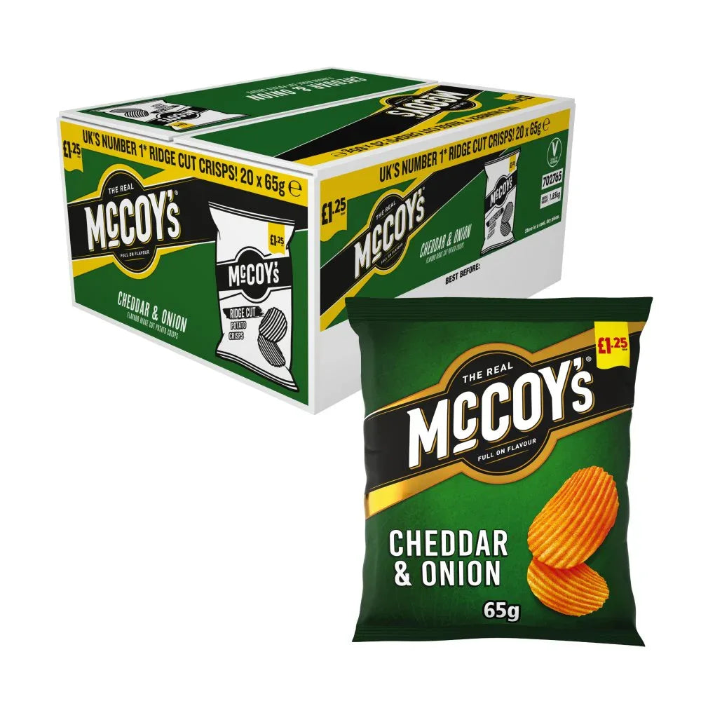 McCoy's Cheddar&Onion Sharing Crisps (20 Packs x 70G) - Memo Cash and Carry