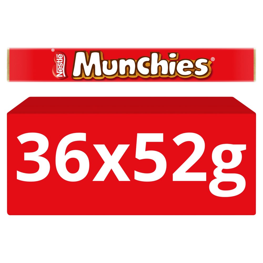 Munchies Milk Chocolate & Caramel Tube (36 Pack x 52g) – product image of bite-sized milk chocolate pieces filled with soft caramel
