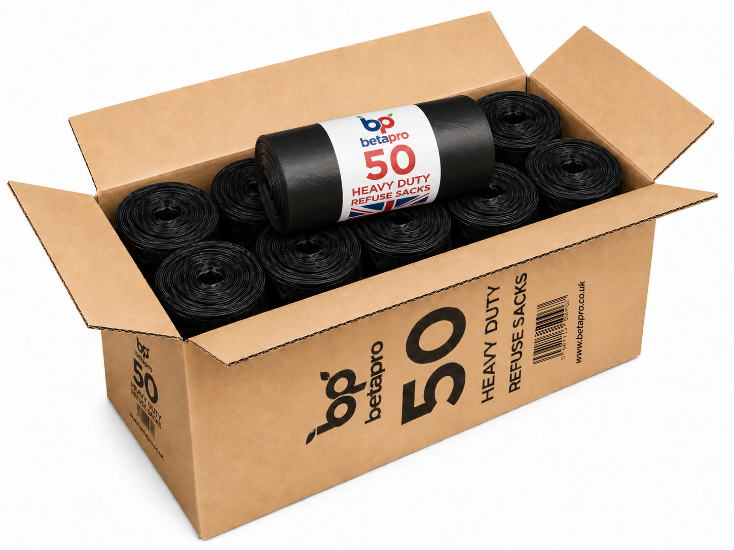 Betapro 50 Black Bin Bags 50x10 Rolls