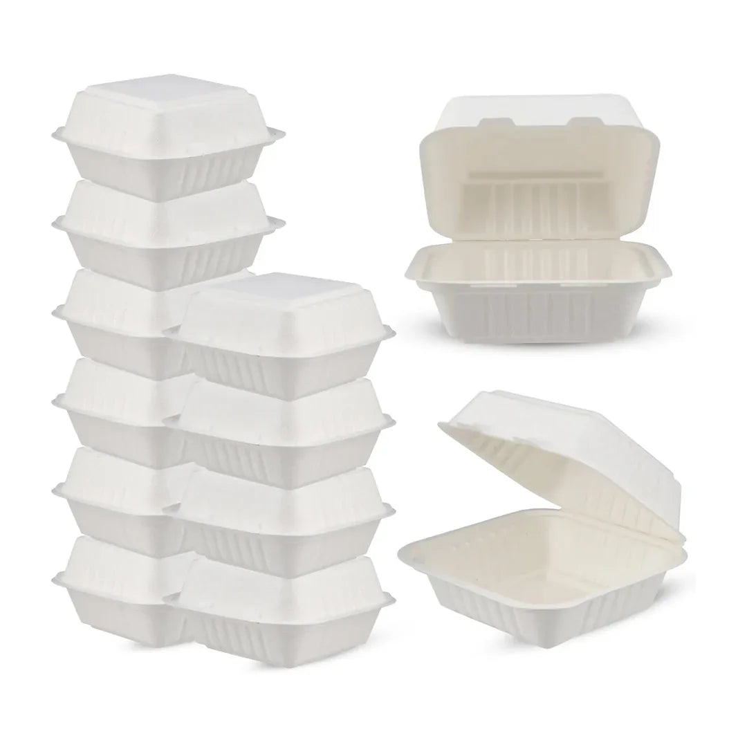 Bagasse Compostable 6'6 Hamburger Box 1x800pcs - Memo Cash and Carry 