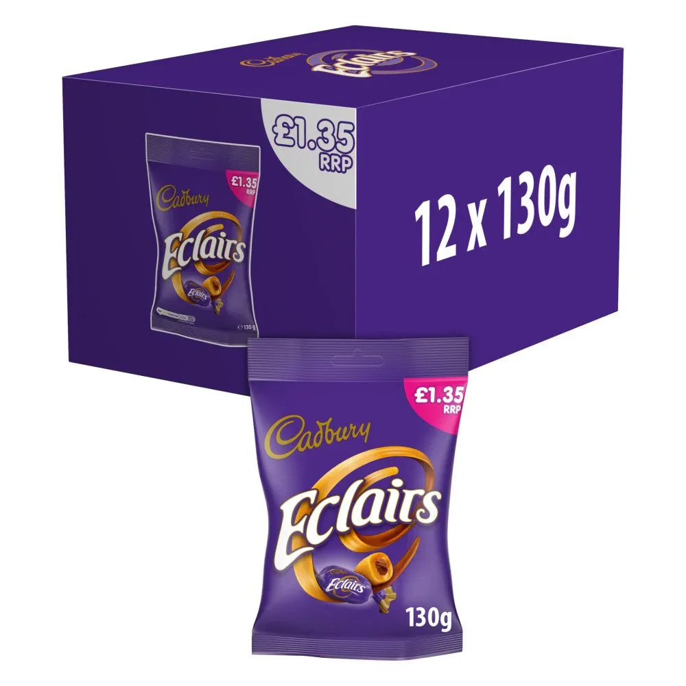 Cadbury Eclairs Chocolate Sweets Bag (12 Pack x 130G) - Memo Cash and Carry 