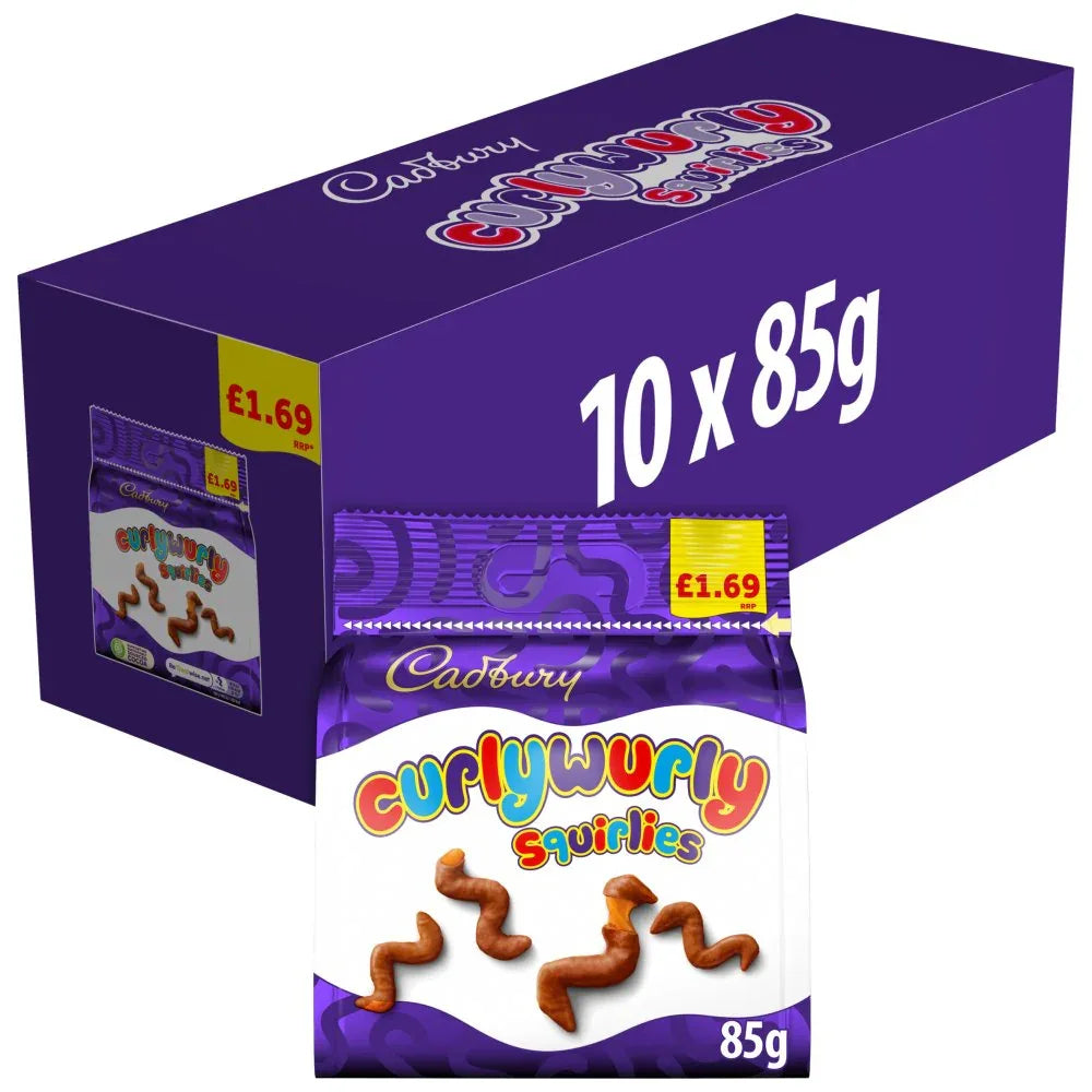 Cadbury Curly Wurly Squirlies Chocolate Bag (10 Packs x 85G) - Memo Cash and Carry 