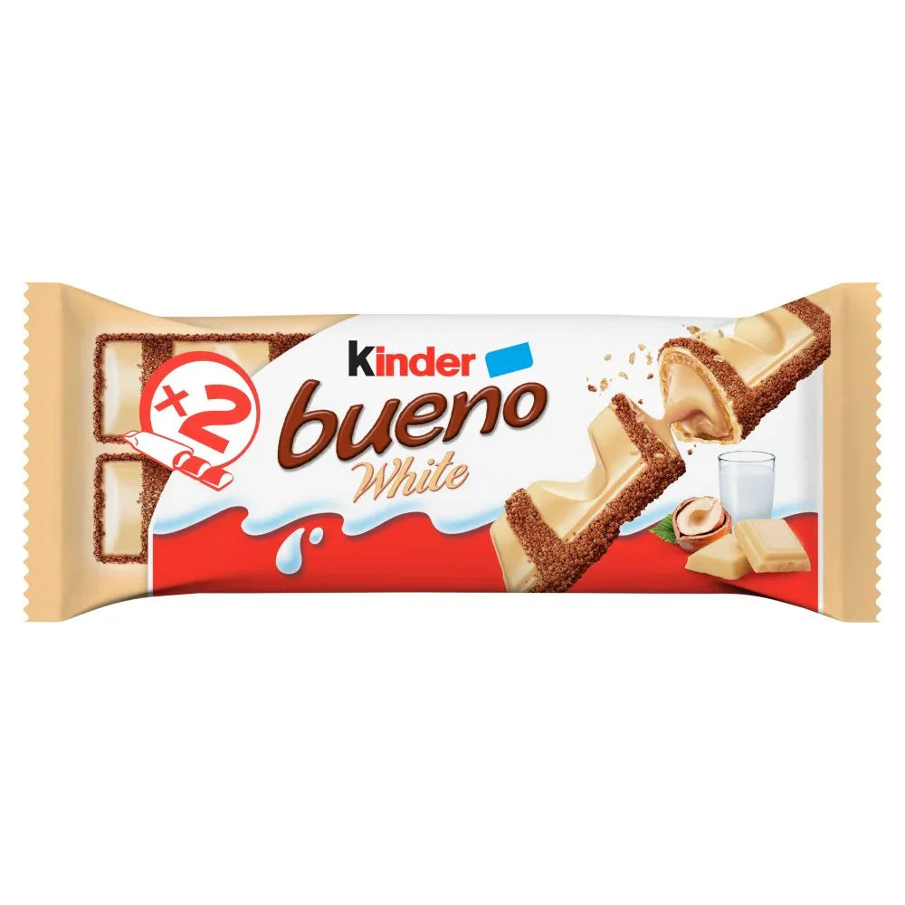 Kinder Bueno White Chocolate & Hazelnut Wafer Biscuit Snack Bar (6 x 5 Packs x 39G) - Memo Cash and Carry 
