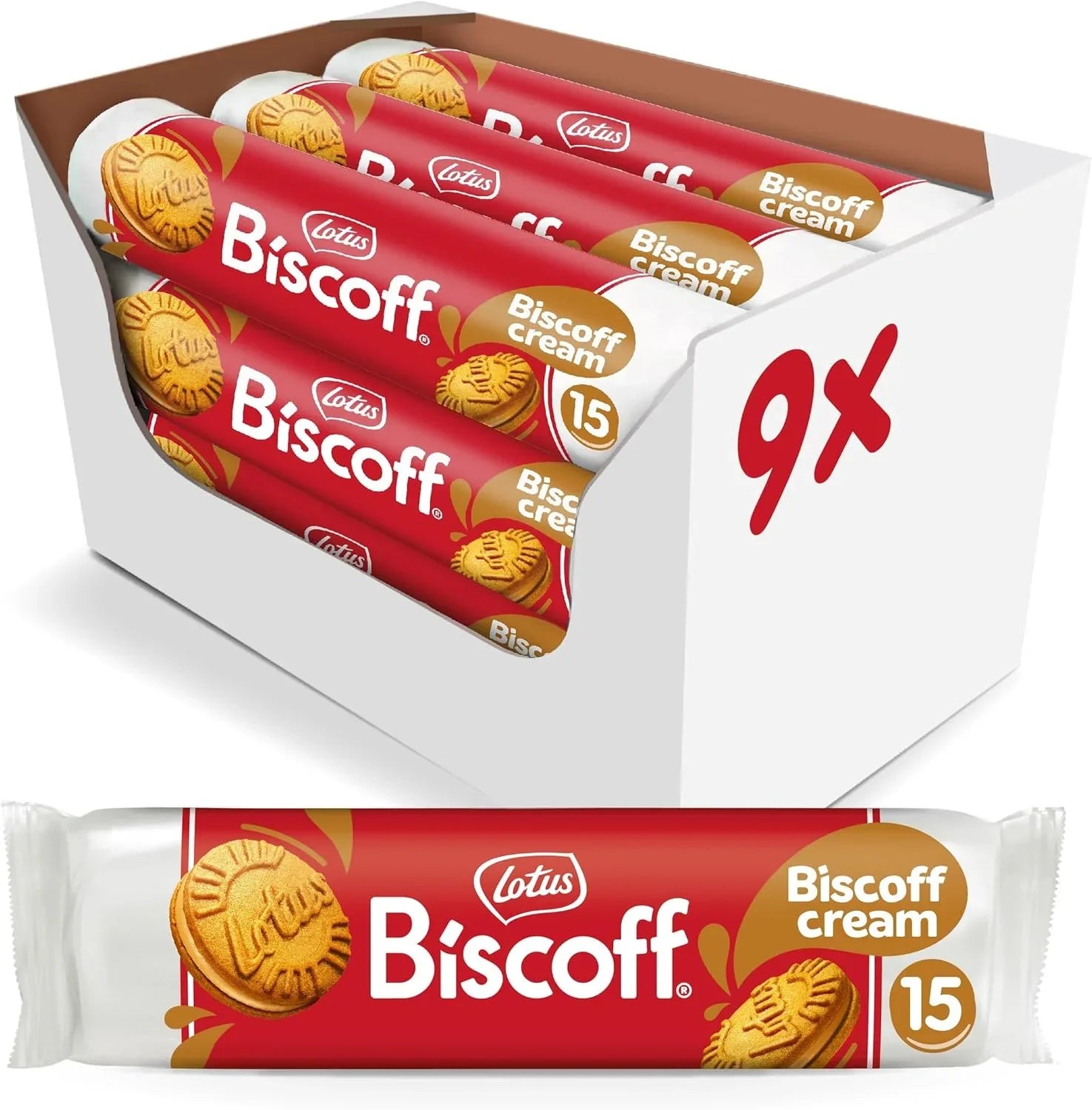 Lotus Biscoff Sandwich Biscoff Cream Biscuits (9 Pack x 150G) - Memo Cash and Carry 