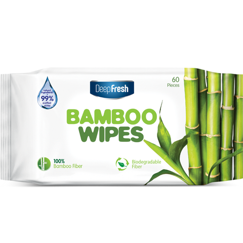 Deep Fresh Wet Wipes Bamboo, 12 packs of 60 wipes – natural and gentle wet wipes made with bamboo extract for soft, refreshed, and clean skin