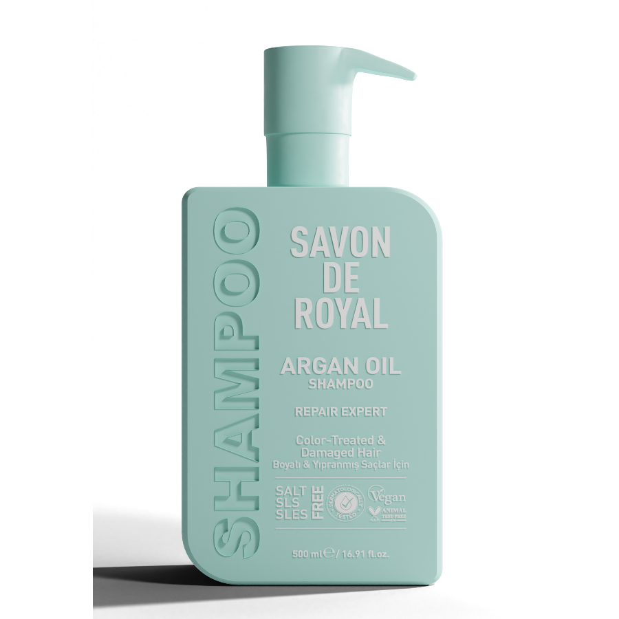 Savon DeRoyal Miracle Shampoo – Repair Expert Argan Oil, 12-pack of 500ml argan-enriched repairing shampoo bottles
