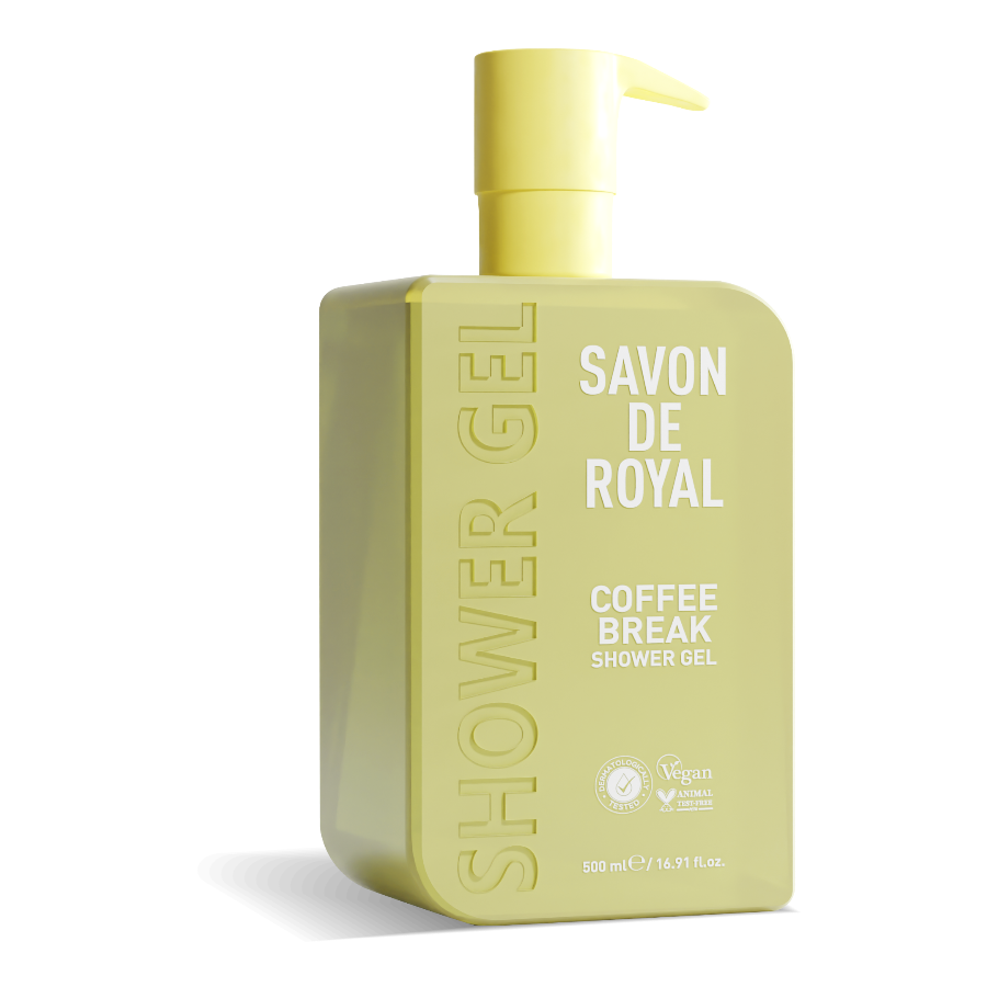 Savon DeRoyal Miracle Shower Gel – Coffee Break, 12-pack of 500ml coffee-scented invigorating shower gel bottles
