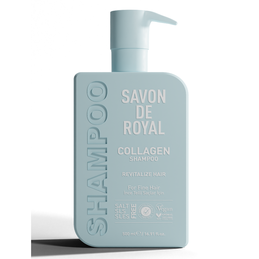 Savon DeRoyal Miracle Shampoo – Revitalize Hair Collagen, 12-pack of 500ml collagen-enriched revitalizing shampoo bottles
