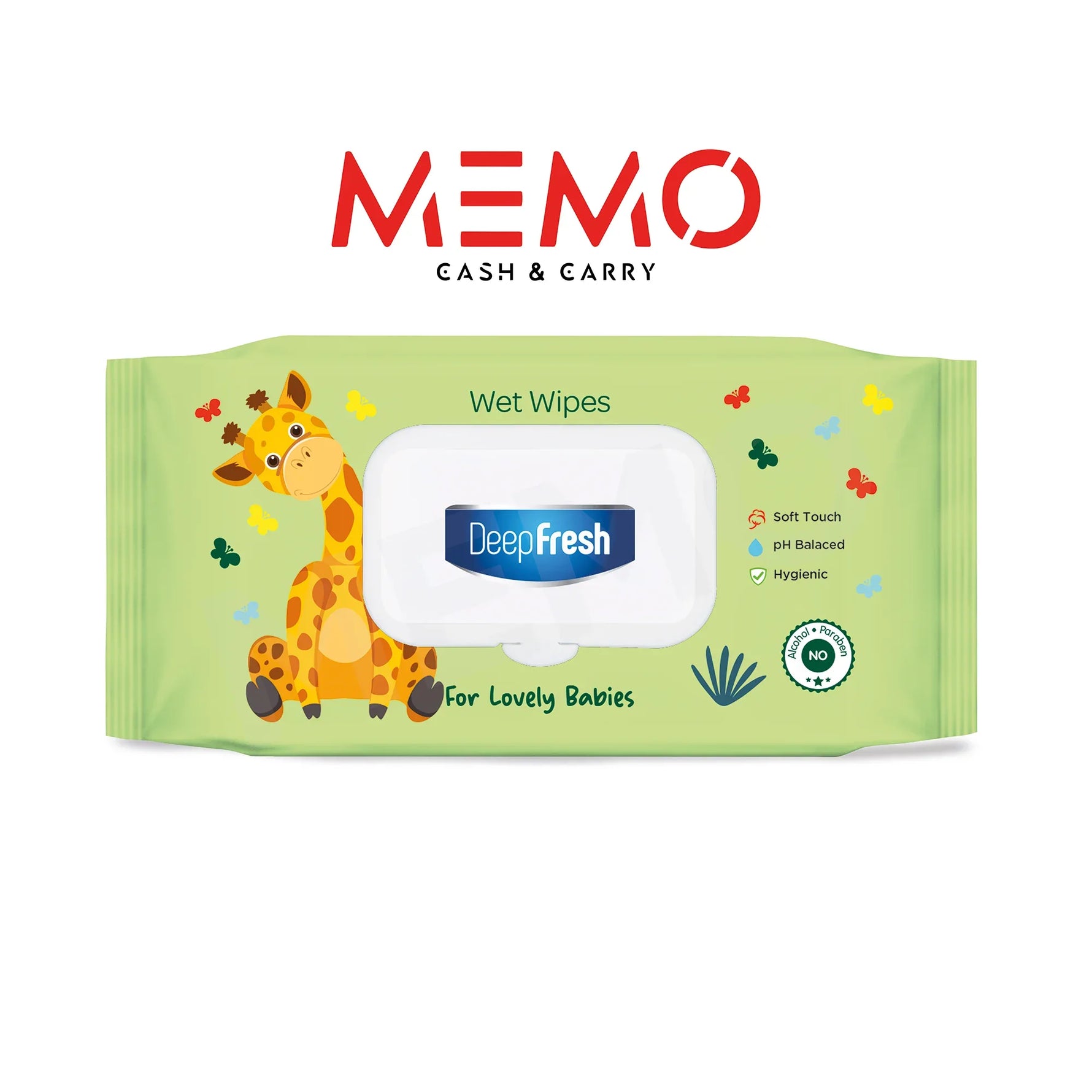 Deep Fresh Giraffe Baby Wipes — 24 x 72 pcs case, fun animal-themed design for retail, gentle wipes, UK wholesale