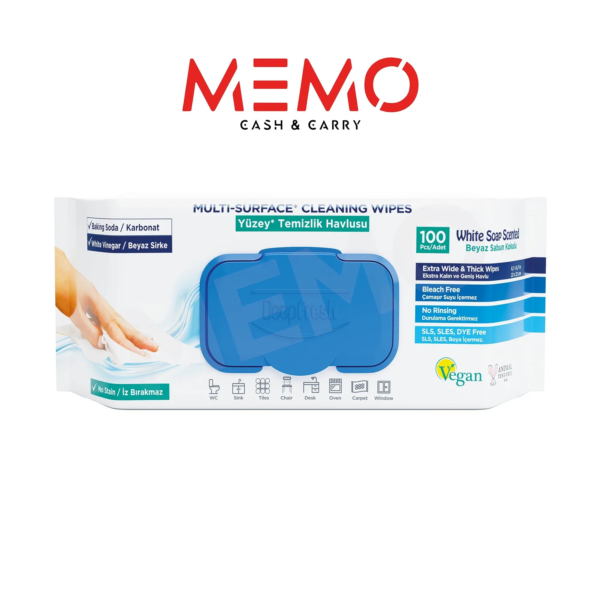 DEEP FRESH White Soap Scented Multi Surface Cleaning Wipes – 12 Packs x 100 Wipes - Memo Cash and Carry 