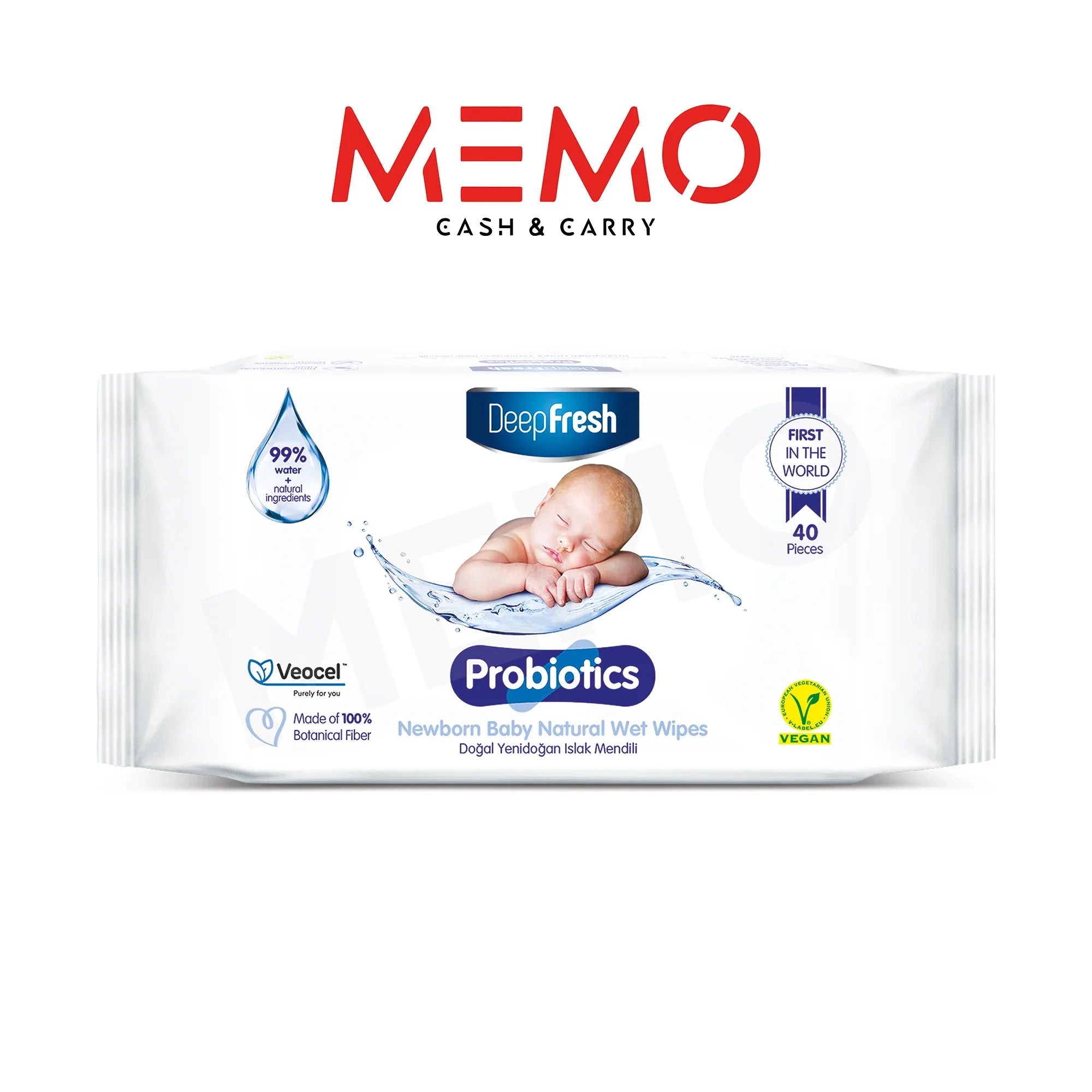 Deep Fresh %99 Water Probiotics Baby Wipes – 18 Packs x 40 Wipes - Memo Cash and Carry 
