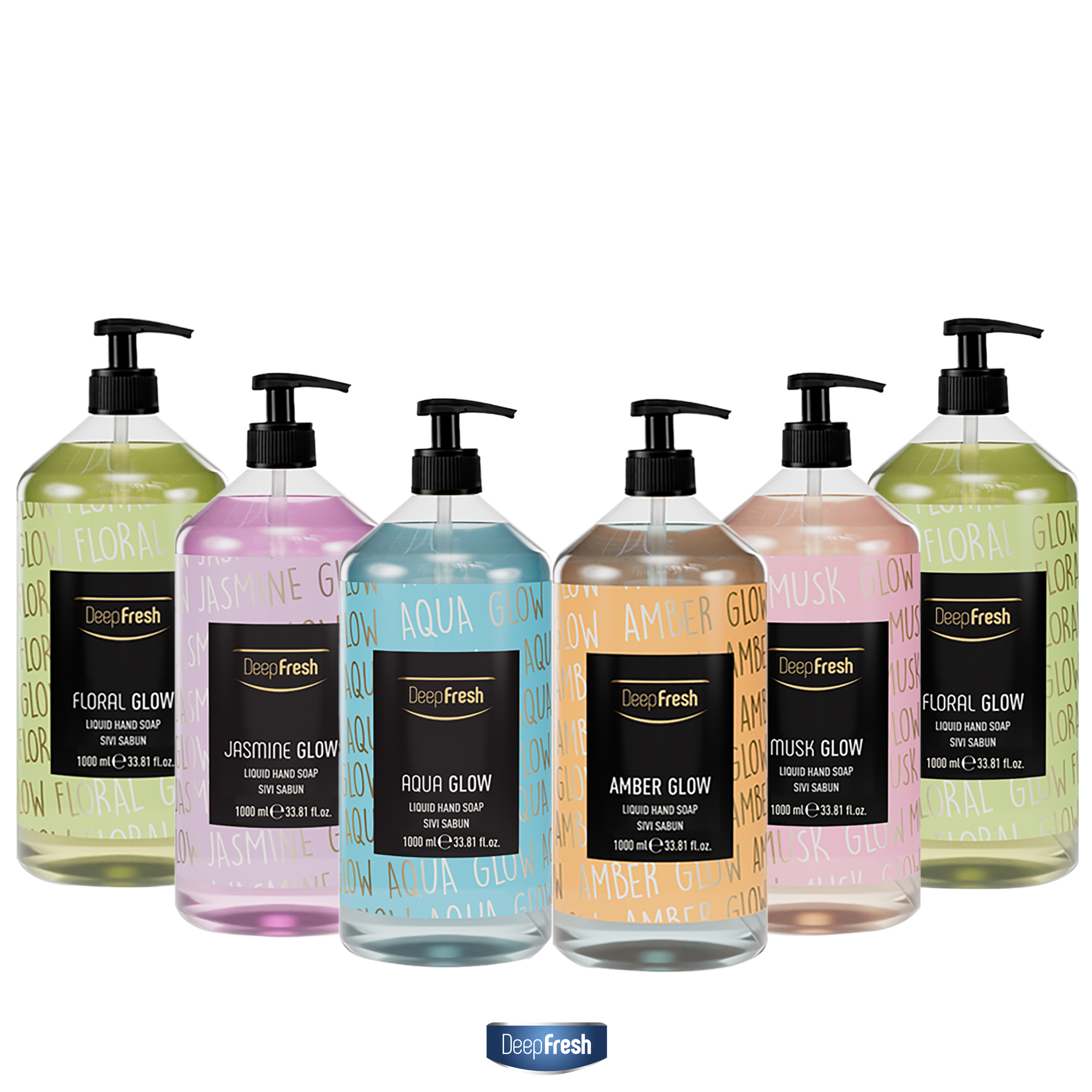 Deep Fresh Luxury Glow Series Liquid Hand Soap (6 x 1000ml) – Gentle Daily Cleansing Scented Hand Wash | Body Care Cleanser Bulk Pack Moisturizing Skin Repair