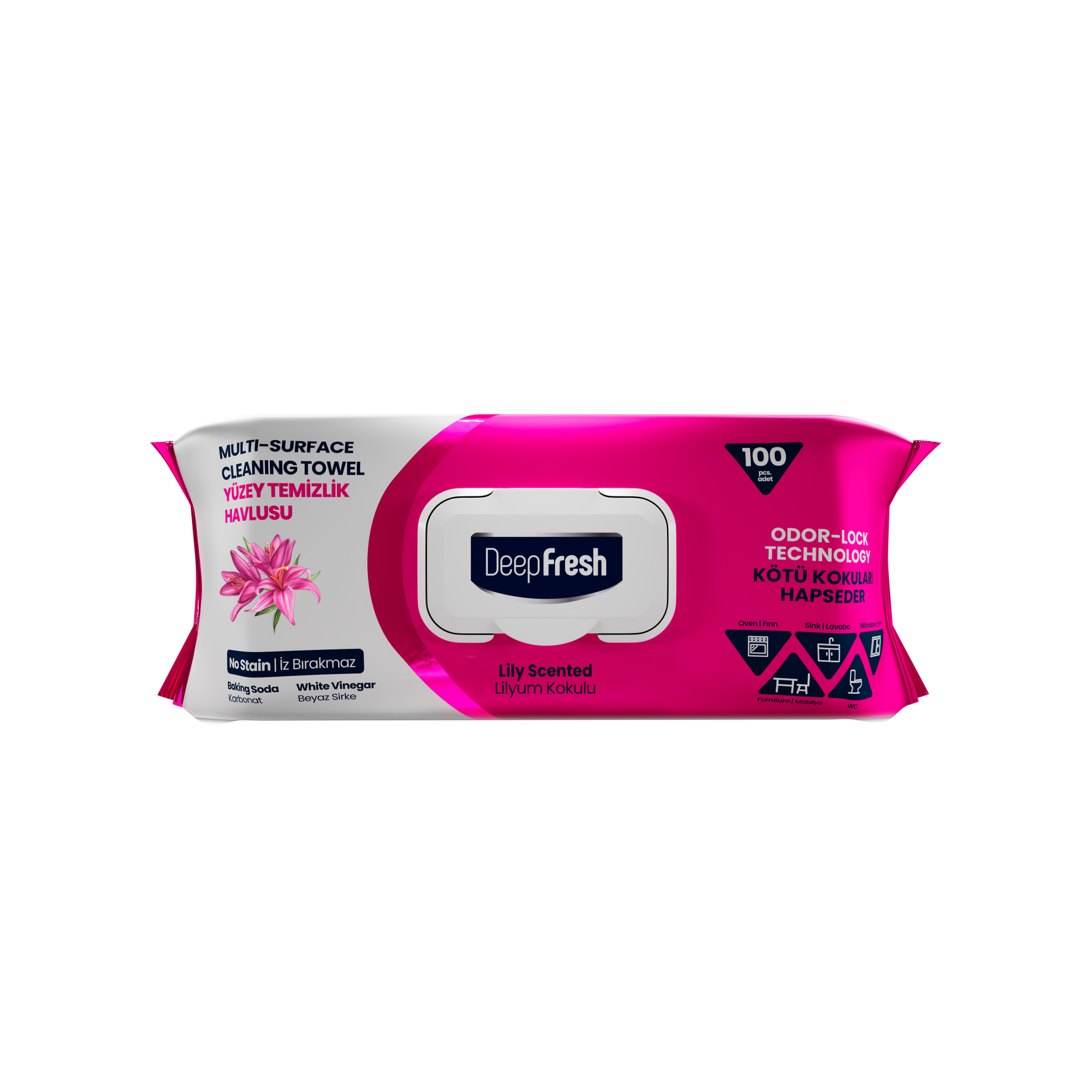 Deep Fresh Multi Surface Cleaning Wet Wipes Lilium 12 Packs x 100 Pcs