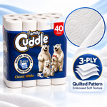 Family Cuddle 3-Ply Premium Toilet Rolls – 120 Rolls – Quilted Soft & Strong Toilet Tissue – Bulk Family Pack