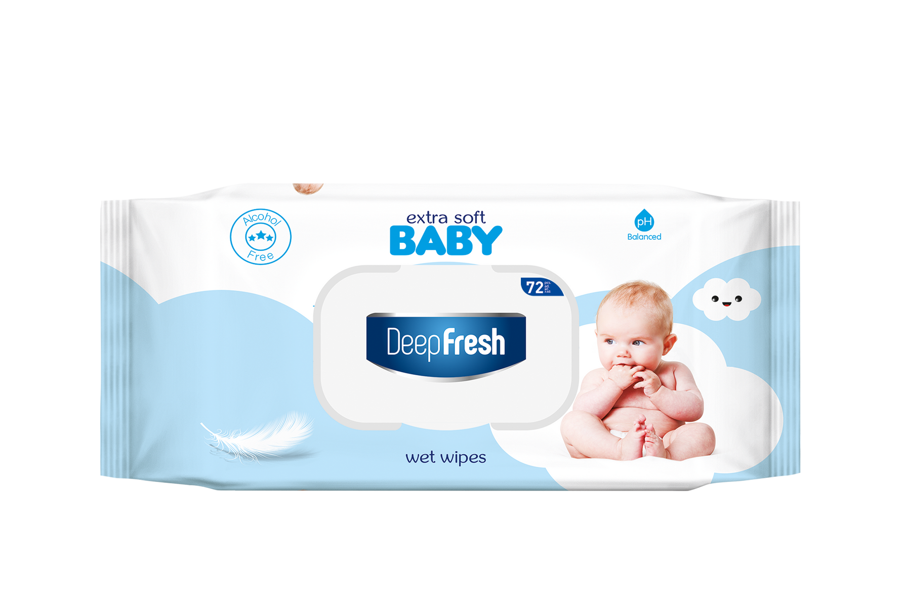 Deep Fresh Extra Soft Blue Baby Wipes – 24 Packs x 72 Wipes