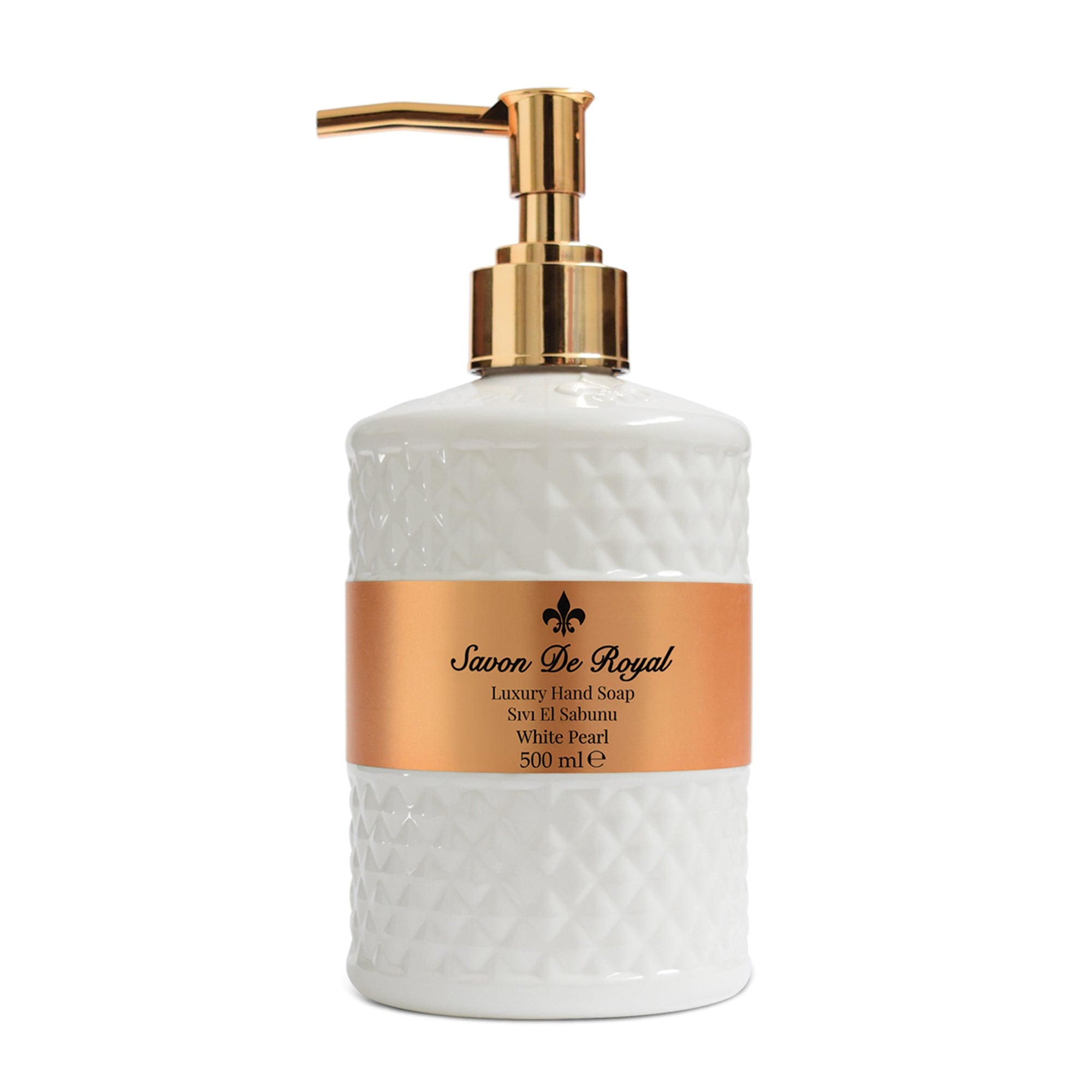 Savon DeRoyal Pearl Series Luxury Hand Soap – White Pearl, 12-pack of 500ml premium liquid hand soap bottles
