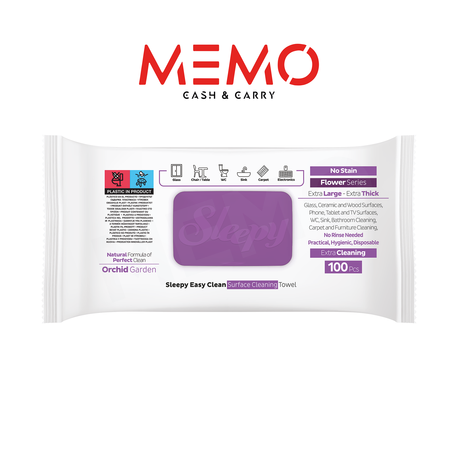 Sleepy Easy Clean Orchid Garden Multi Surface Cleaning Wipes 6 x 100pcs – orchid garden–scented multi-purpose cleaning wipes product image
