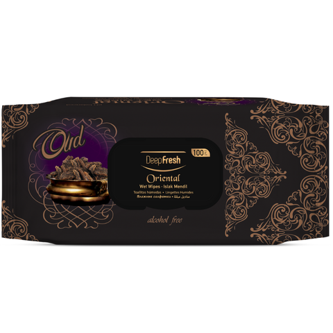 Deep Fresh Oud Scented Wet Wipes — 24 x 100 pcs case, luxurious oud fragrance, UK wholesale for personal and household use