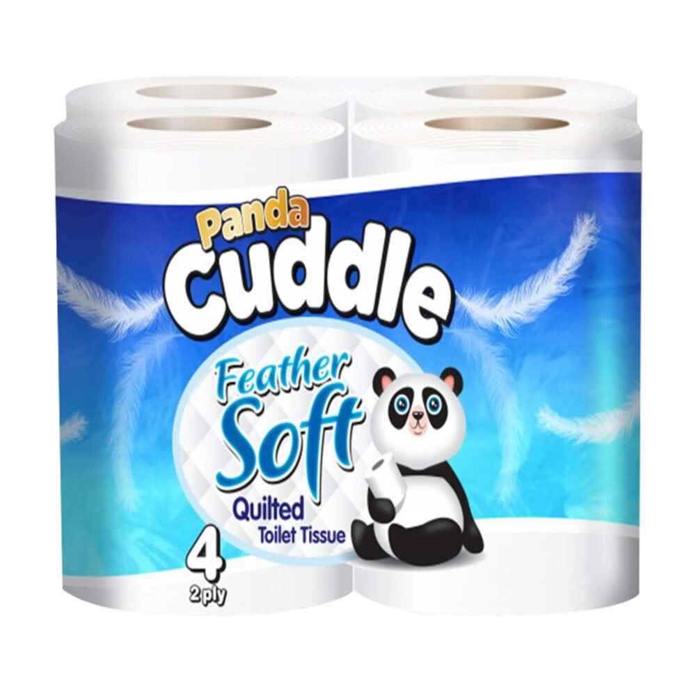Panda Cuddle 2 Ply Classic Toilet Rolls – Pack of 40 (4 packs × 10 rolls), soft and absorbent 2-ply toilet tissue designed for everyday household and commercial bathroom use
