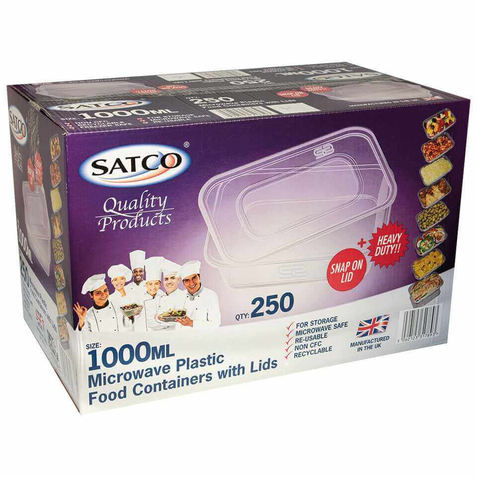 Food containers, case of 250 x 1000ml bottles — wholesale bulk for UK businesses