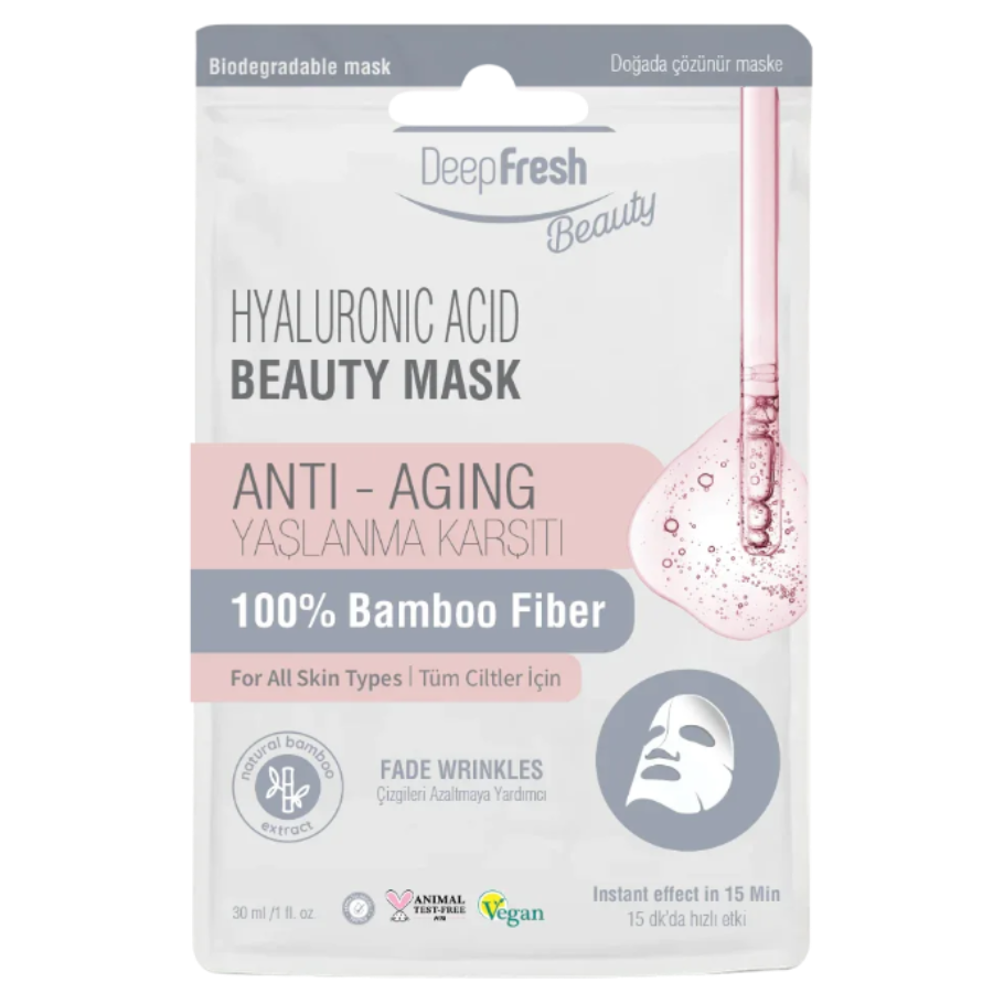Deep Fresh Hyaluronic Acid Sheet Face Mask — 24 pcs case, deep hydration skincare mask, dermatologically tested, UK wholesale