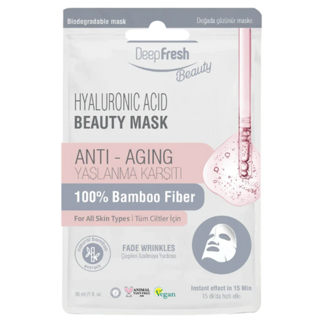 Deep Fresh Hyaluronic Acid Sheet Face Mask — 24 pcs case, deep hydration skincare mask, dermatologically tested, UK wholesale