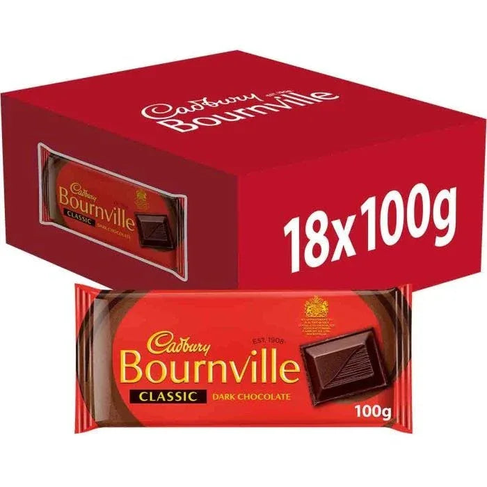 Cadbury Bournville Classic Dark Chocolate Bar (18 Packs x 100G) - Memo Cash and Carry 