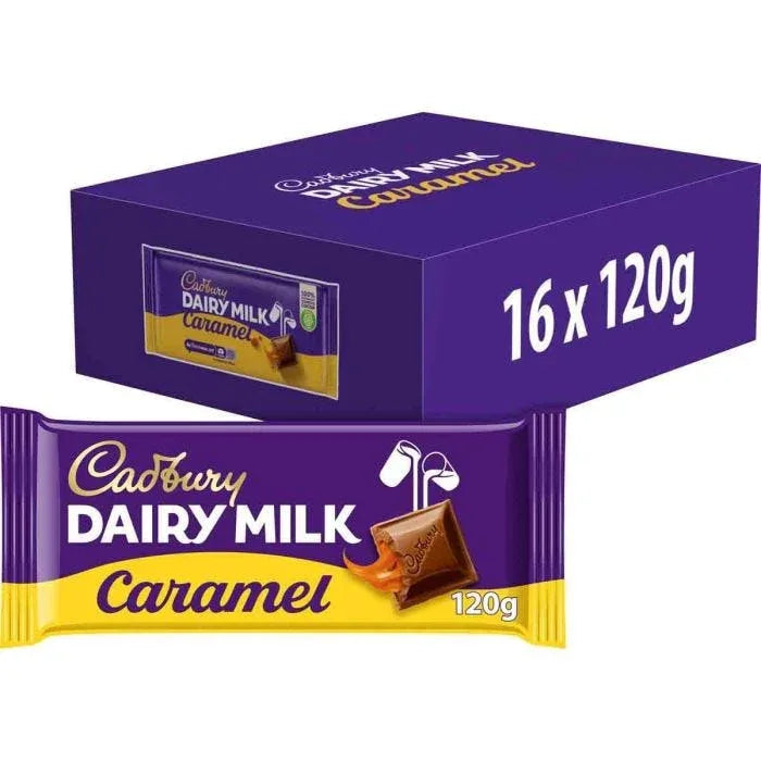 Cadbury Dairy Milk Caramel Chocolate Bar (16 Packs x 120G) - Memo Cash and Carry 