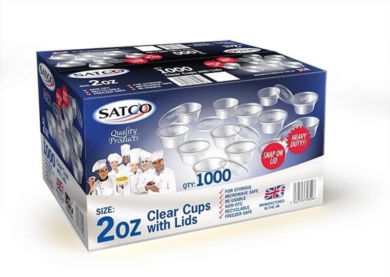 Satco 2oz Plastic Sauce Pots with Lids 1x800