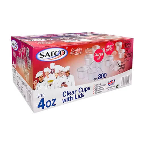 Satco 4oz Plastic Sauce Pots with Lids 1x800