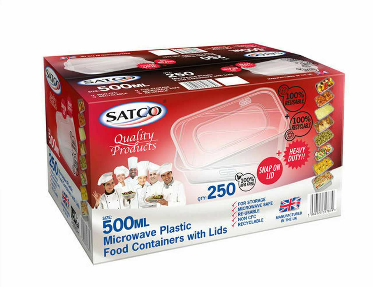 Food containers, case of 250 x 500ml bottles — wholesale bulk for UK businesses