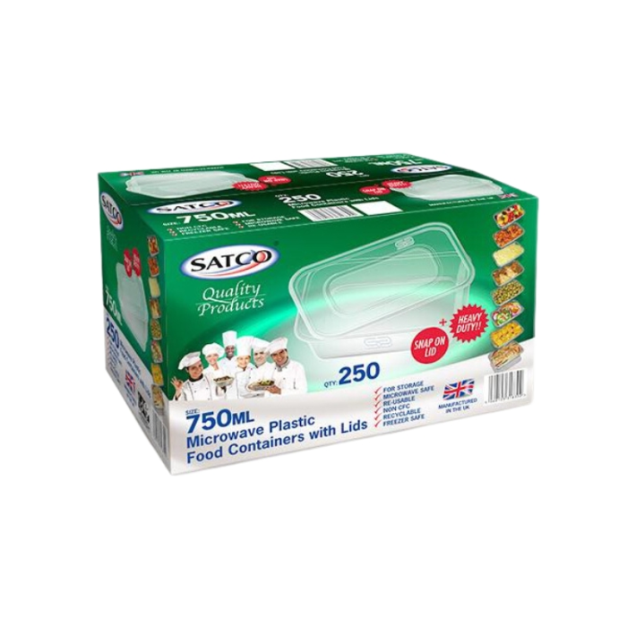 Food containers, case of 250 x 750ml bottles — wholesale bulk for UK businesses