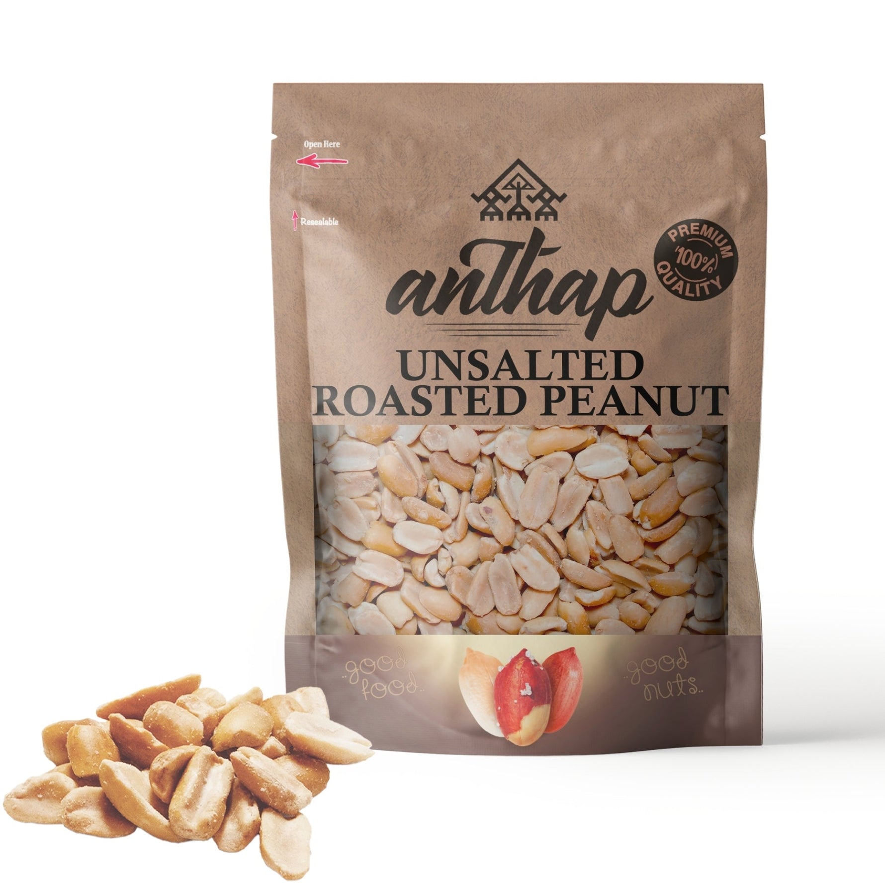Anthap Unsalted Roasted Peanut Without Skin